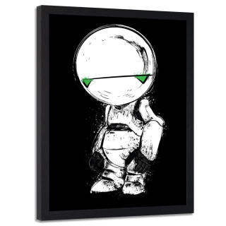 Obrázok v čiernom ráme biely droid 40x60