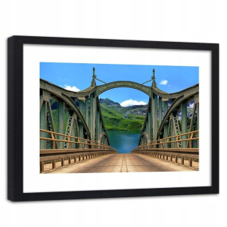 Obrázok v čiernom ráme, cesta cez most 90x60