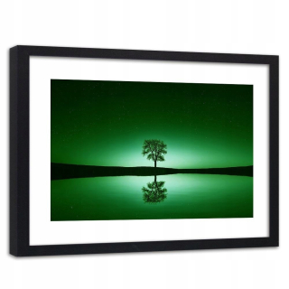Čierny zarámovaný obraz Strom pod oblohou 120x80