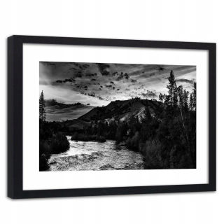 Obrázok v čiernom ráme Mountain River 90x60