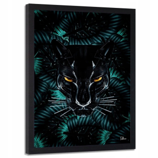 Obrázok v čiernom ráme Crunken Leopard 70x100