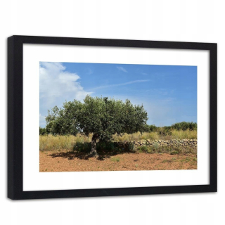 Obrázok v čiernom ráme zelený strom 90x60
