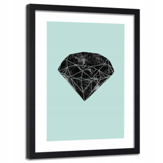Obrázok v ráme čierne diamantové modré pozadie 60x90