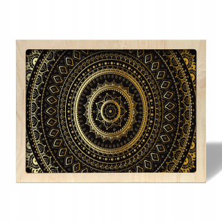 Obrázok s dreveným vzorom Golden Mandala Rám 70x50
