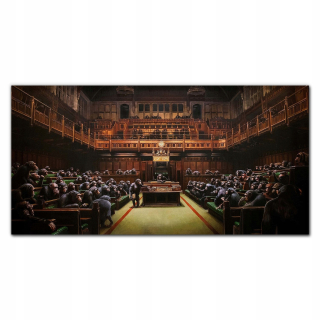 Obrázok s tlačeným skleneným parlamentom Banksy 140x70