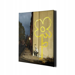 Obrázok s dekorom žltý kvetinový banksy 137x88 rám