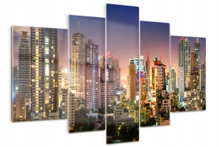 Sklenený obrázok Triptych pre Bangkok Spálňa v noci