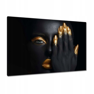 Obrazy 120x80 tvár pod zlatou rukou