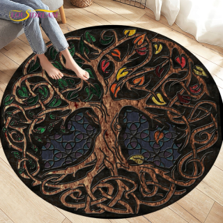 Kúpelňová predložka - Okrúhla podlahová rohož Viking Valknut Yggdrasil-
