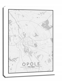 Opole Map čierna a biela - obrázok na plátne