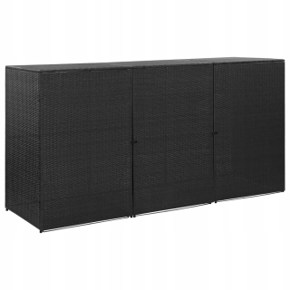 Odpadkový kôš - Kryt pre 3 zásobníky na odpadky, čierna, 229x78x120 cm