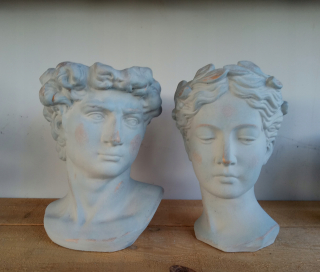 Stojan na kvety - Head čreva H-28cm.kpl.Szaro-krém