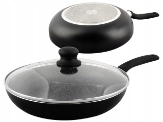 Panvica - Mramorovaný panvicu s krytom 24 cm. Plynu indukcie