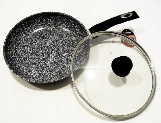 Panvica - Mramorovaný panvicu s krytom 24 cm Indukcia