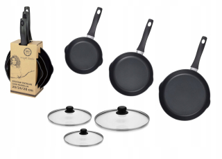 Sada 3 panvíc MG Home Rubella čierna 28 cm