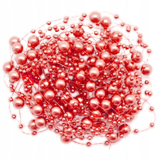 Vianočné ozdoby - Pearl na vianočný stromček Garland Garland 6,5 m červená