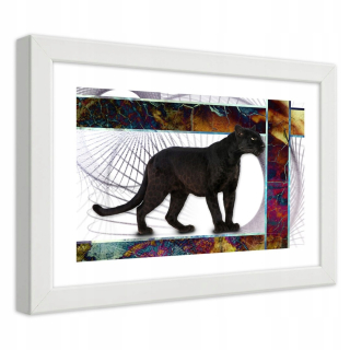 Plagát v bielom ráme vigilantného leoparda 100x70