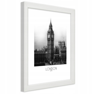 Plagát v bielom ráme legendárny Big Ben 40x60
