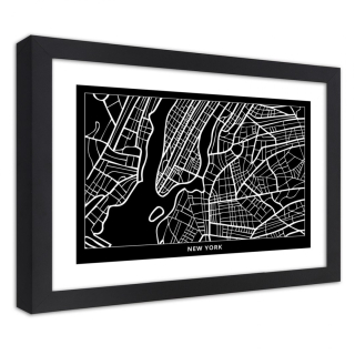 Plagát v čiernom ráme mesta New York 60x4