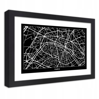 Plagát v čiernom ráme mesta Paríž 60x40