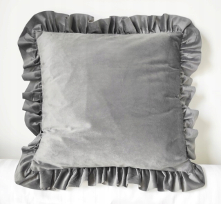 Vankúš - Vankúš 40x40 Velor Velvet Frill Strong Grey