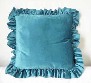Vankúš - Vankúš 40x40 Velvet Velvet Turquoise Frill