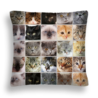 Vankúš - Cushion Cat 37 Mosaic Collage Mačacie tváre