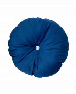 Vankúš - DEKORAČNÝ VANKÚŠ VELÚR tmavomodrý KRUH 35CM