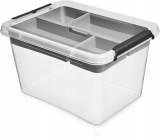 Box s čiernym vekom, odtieňmi šedej a striebornej, priehľadnej