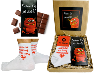 Gadget - PONOŽKY 39-42 a ČOKOLÁDA v SÚPRAVE na VALENTÍNA pre dievča ŽENY
