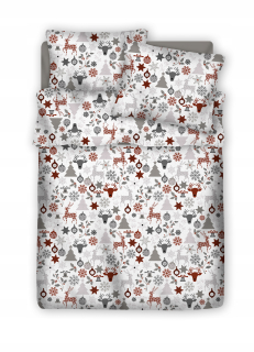 Posteľné obliečky - Posteľná bielizeň 140x200 vianočné bavlnené satén
