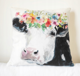Obliečka na vankúš - Dekoratívne vankúš 45x45 cm kravy Ettno Folk #