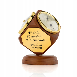 Gadget - METEOROLOGICKÁ STANICA barometer s HODINAMI darček k NARODENINÁM 40 50 60 + GRAVÍROVANIE