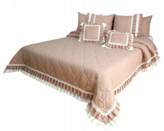 Prikrývka - Polyesterový prehoz na posteľ 220 cm x 240 cm odtiene hnedej