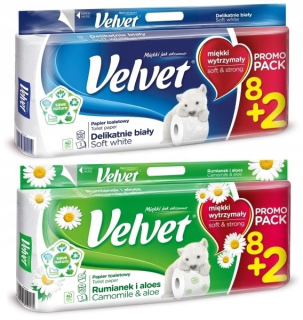 Toaletný papier - Velvet Rumianek + mäkký toaletný papier 20 valčekov