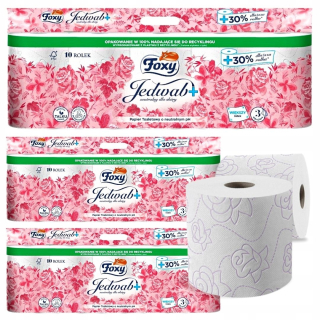 Toaletný papier - Foxy Silk + toaletný papier (10 roliek) x 3 balenia