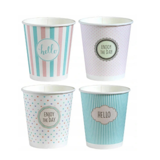 Jednorazový riad - Papierové kelímky PASTEL sign 250ml 1000 ks