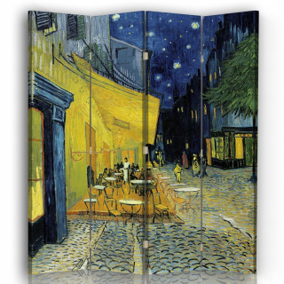 Café Terrace v noci 145x180 obrazovka (4 panely)