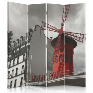 Feeby štvordielny obojstranný oddeľovač izieb plátno moulin rouge (1350012400856)
