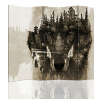 Fearby Room Screen Wolf na pozadí lesného hnedého 180x180 cm