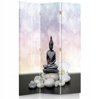 Dve rotačné obrazovky, Buddha figurína a kamene