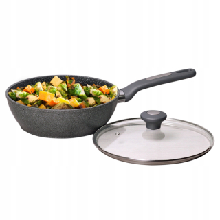 Wok panvica - Hlboká žulová wok panvica s vekom 30 cm