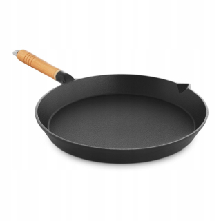 Panvica - Liatinová panvica s drevenou rukoväťou st 30cm