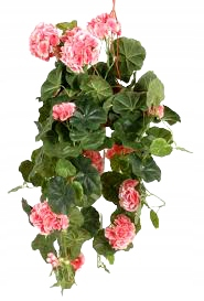 Pelargono visí hrniec umelé kvety terasa