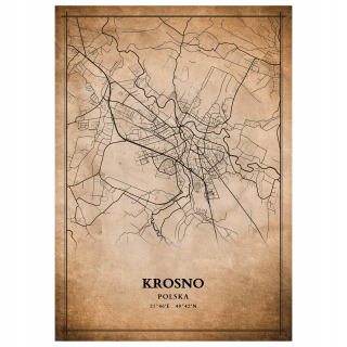 Mapa plagátu mesta Vintage Krosno 100x70cm