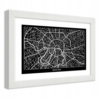 Plagát v bielom ráme, Moskovský mestský plán - 100x70