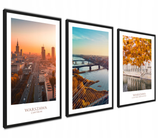 Plagáty maľby Panorama Varšava sada s rámami