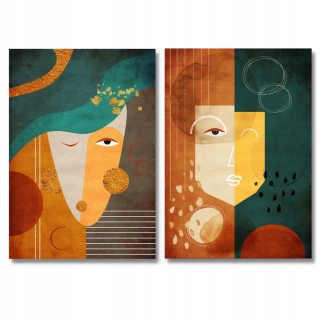 Plagáty sada 2 mask plagátov farebné ľudia, umenie bez rámu 40 x 50 cm