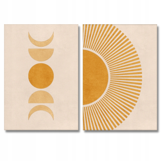 Plagáty set 2 plagáty Sun Moon Krajina, umenie bez rámu 50 x 70 cm