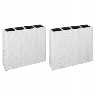 Vyvýšené hrnce s vložkami 2 ks. Rattan, biela